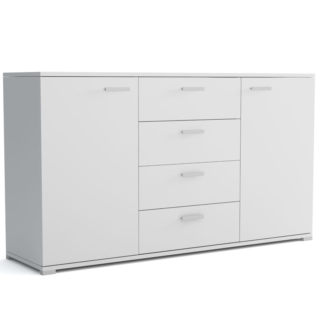 Kommode Brixton 150 cm – Kommode mit Schubladen und Türen - Sideboard , TV-Kommode - Kommode, Weiß