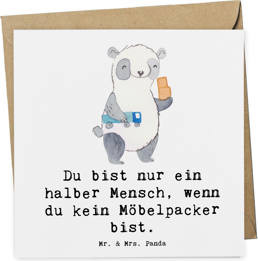 Mr. & Mrs. Panda Glückwunschkarte Möbelpacker Herz - Weiß - Geschenk, Lustig, anlasskarte, Umzugsservice, faltkarte, Grußkarte, Umzugsfirma, do...