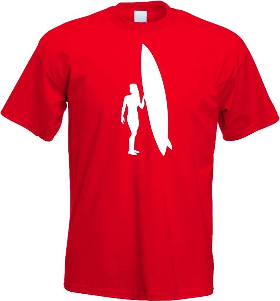 Kiwistar - T-Shirt - rot - Surfen Wellen Sport Figur Motiv Bedruckt Funshirt Design Print - mit Motiv Bedruckt - Funshirt Design - Sport - Freizeit...