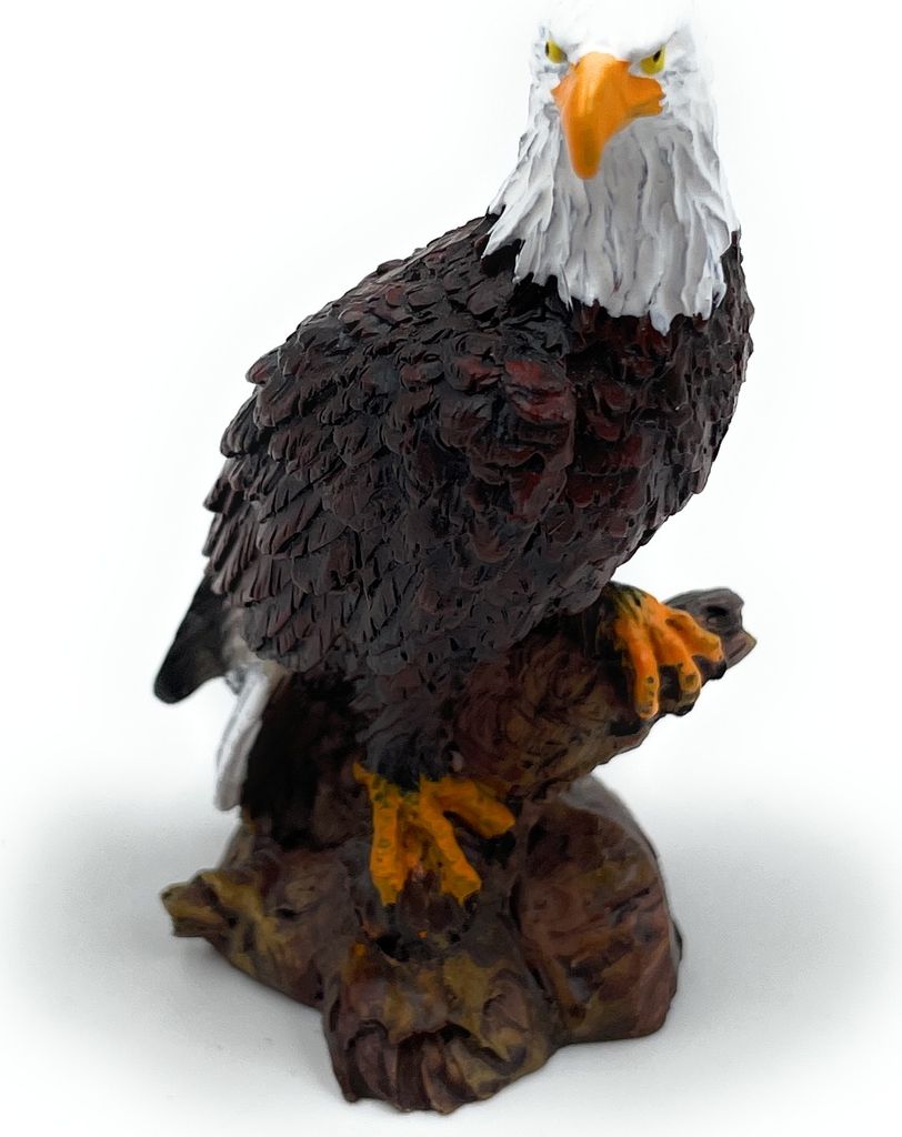 Onwomania Polyresin Figur Weißkopfseeadler Greifvogel Adler Tier Dekofigur aus Polyresin Braun 8 cm