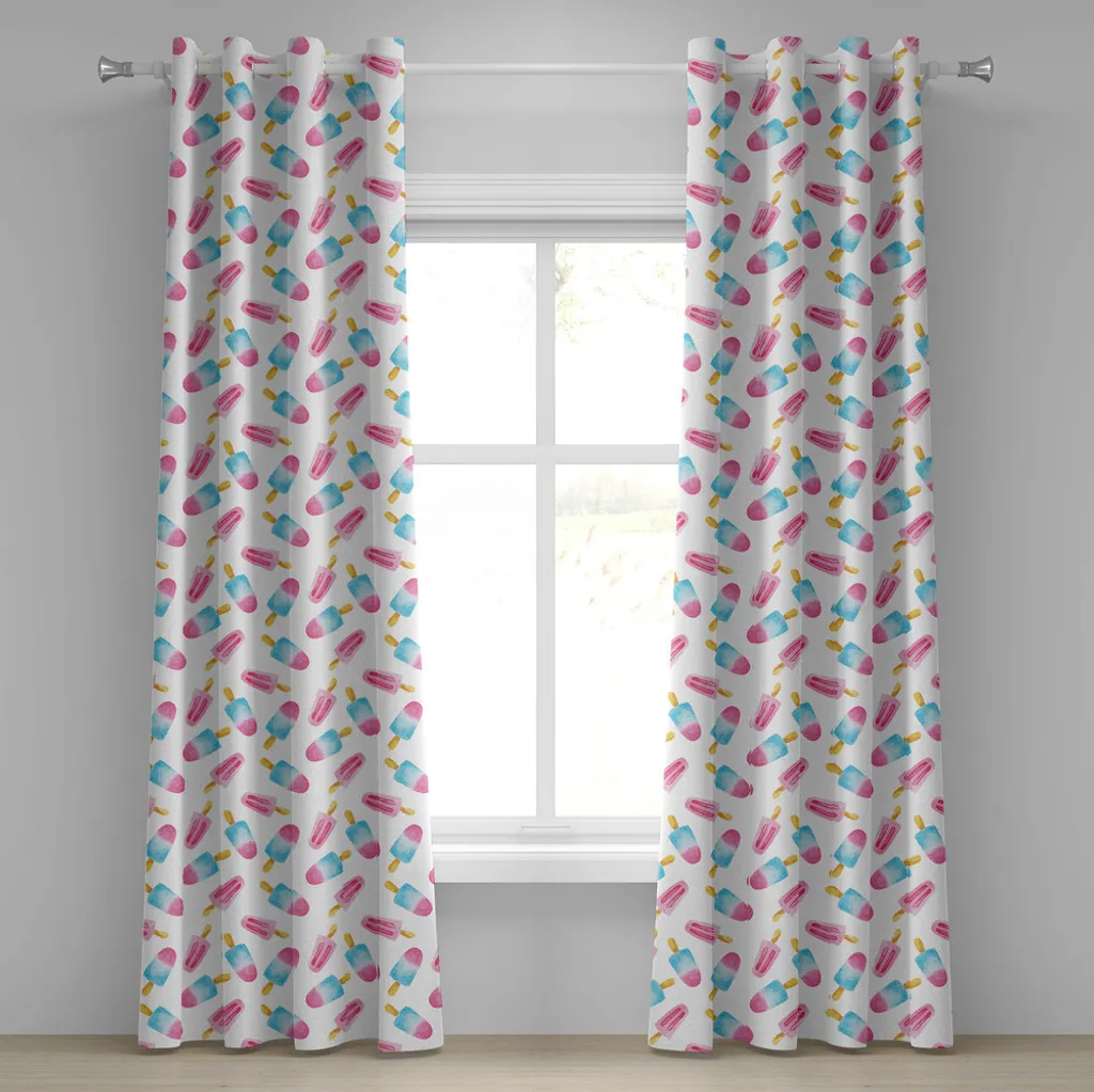 Rideau de cuisine ou chambre motif glaces pour ambiance fraîche 280 cm
