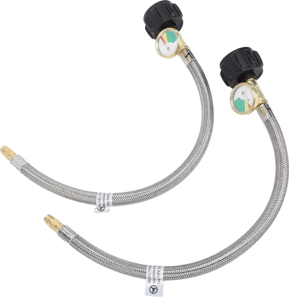 Tuyau gaz pour pique-nique et camping avec manomètre 1/4 NPT - Set de 2