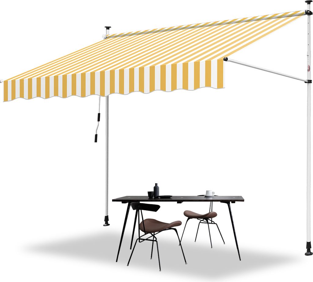Jayseuw Klemmmarkise Markise Balkon UV-beständig wasserdicht Gelb Weiß 200cm
