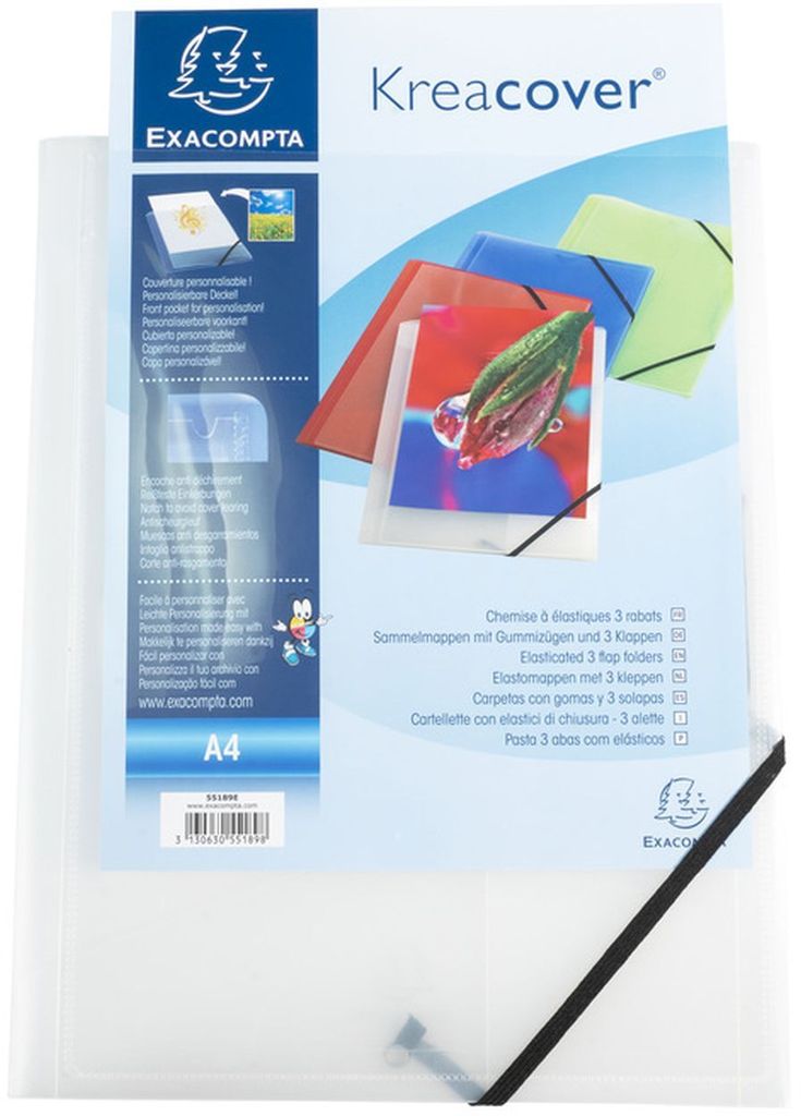 Product packaging for an A4 folder, showing multiple folders in different colors.