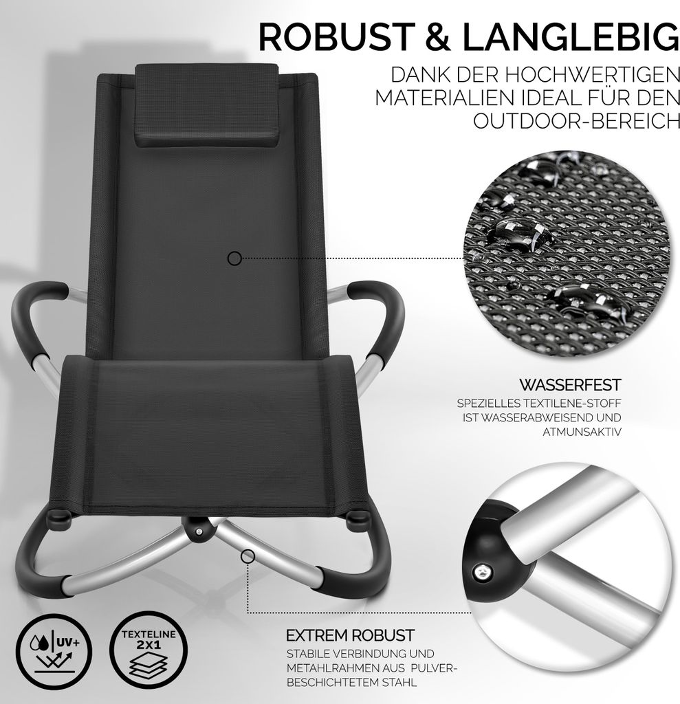 tillvex® Záhradné lehátko Black Relax Lounger Lehátko na Obrázok produktu 4