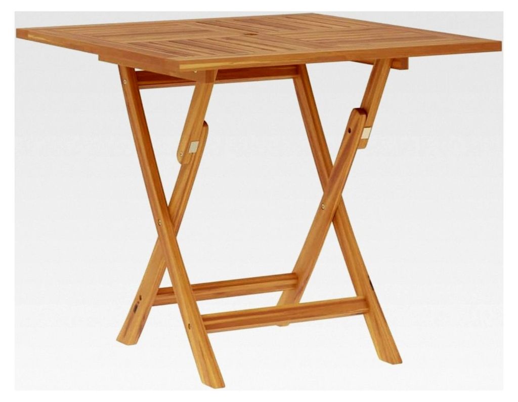 Klappbarer Gartentisch aus Teak-Massivholz mit Schirmloch, 85x85x76cm