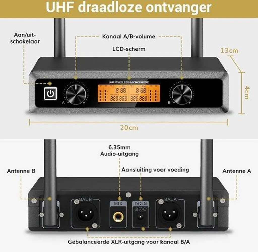 Microphone serre-tête HF et son système sans fil 2.5 canaux de chant