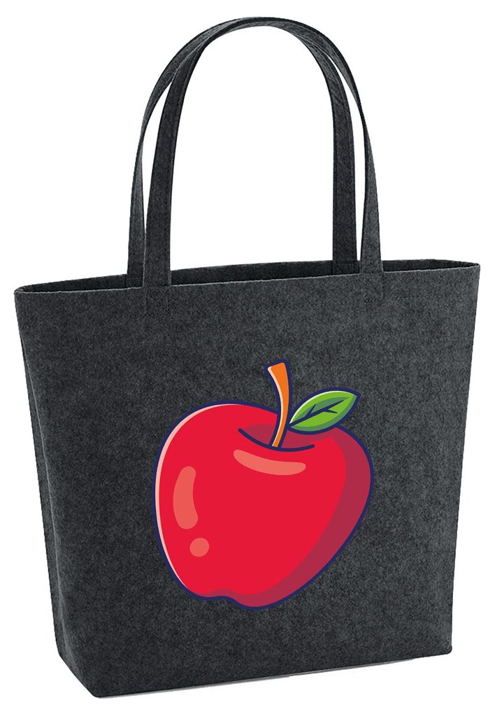 Huuraa Filzshopper Apfel Comic 22 Liter Charcoal Melange Filztasche Geschenkidee