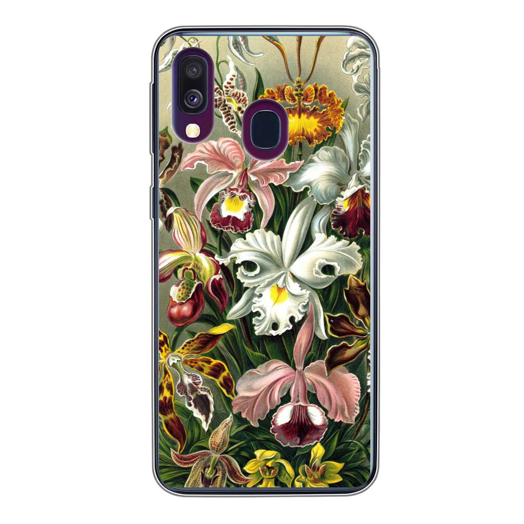 MuchoWow Handyhülle Schutzhülle Hülle für Samsung Galaxy A40 Orchidee - Haeckel - Kunst Silikon Softcase Handy Hülle - Handy-Tasche
