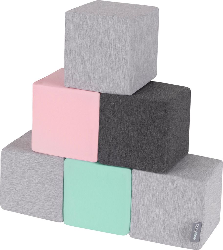 KiddyMoon Kinder Schaumstoff Würfel 6 Stücke - Klettergerüst Indoor Blöcke Schaum für Baby Montessori spielzeug Bausteine XL Bauklötze - Farbmix