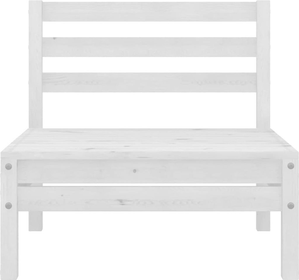 vidaXL Garten-Mittelsofa Weiß Massivholz Kiefer