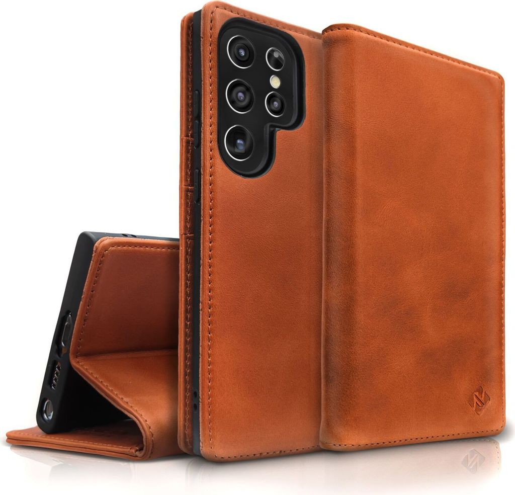 Flip-Case für Samsung Galaxy S23 Ultra Echt Leder Handy Produktbild 