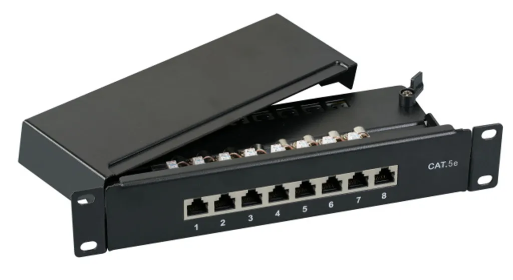 Panneau Brassage Anti-Interférence STP Cat.5e 8 Ports RJ45 EFB Noir
