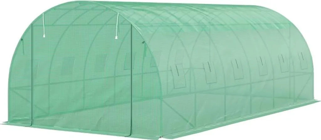 Serre tunnel avec bâche armée et double porte coulissante en acier