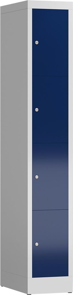 Schließfachschrank Fächerschrank 4 Fächer Spind 180x30x50cm lichtgrau/enzianblau X-520411