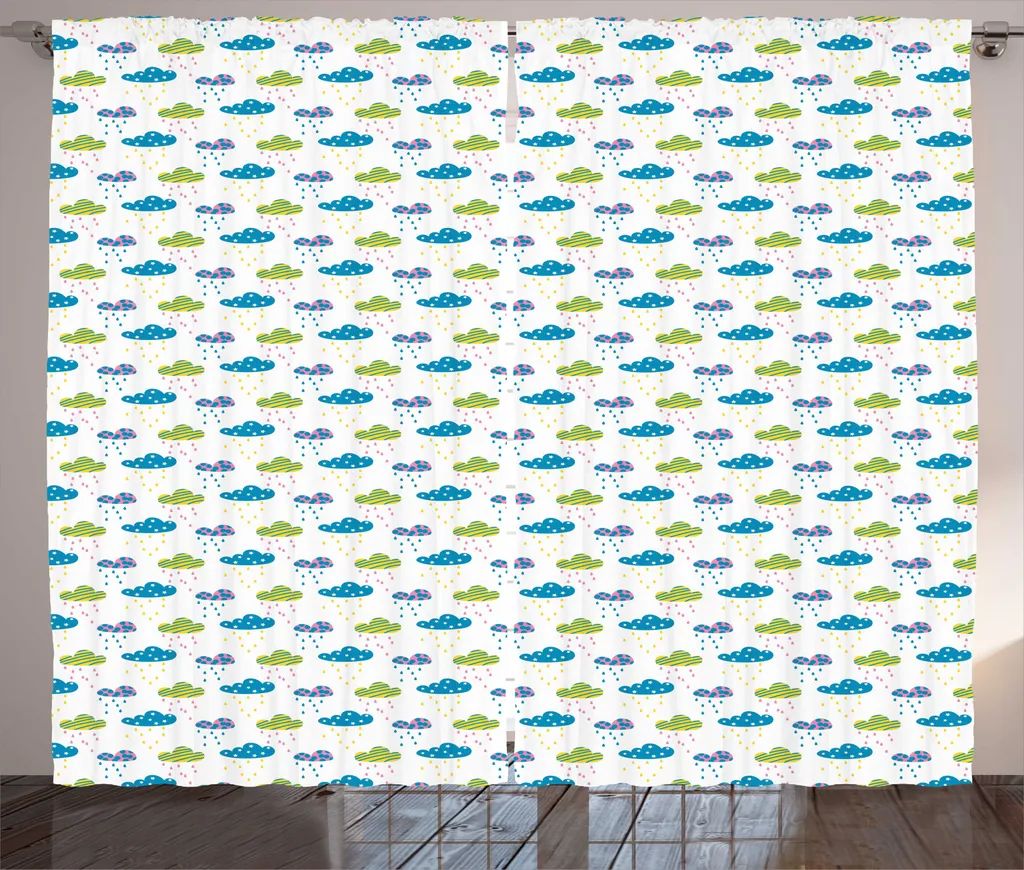 Rideau chambre enfant nuages et étoiles 280x225 cm style rustique