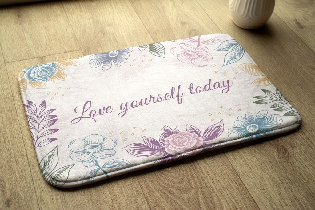 Badteppich Saugfähige - Badezimmer Teppich - Rutschfester Badvorleger Badematte - 75x45 cm - Florales Design