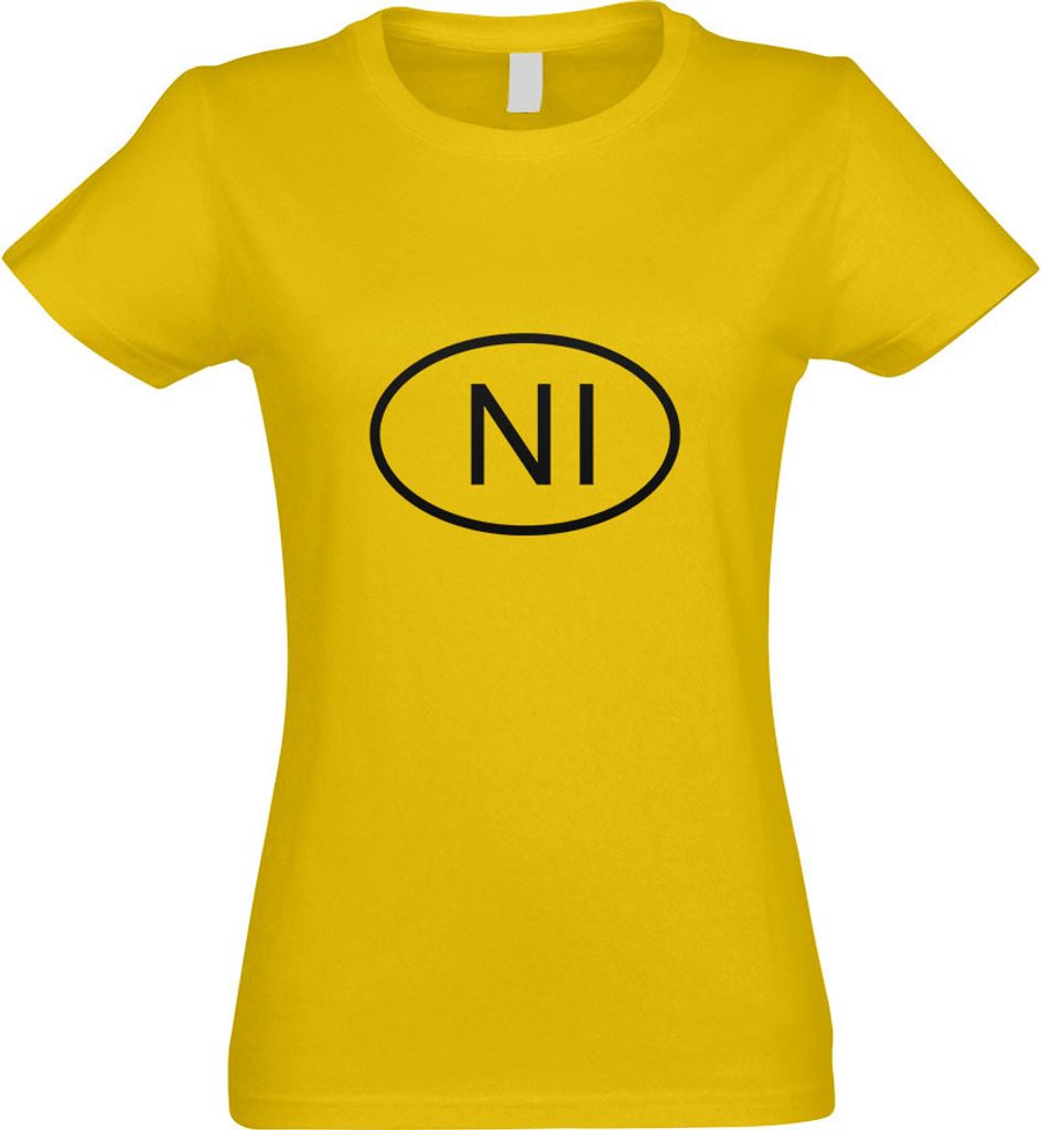 Kiwistar - T-Shirt tailliert - Damen - gelb - Nordirland NI - mit Motiv Bedruckt - Funshirt Design - Sport - Freizeit - Damen - S