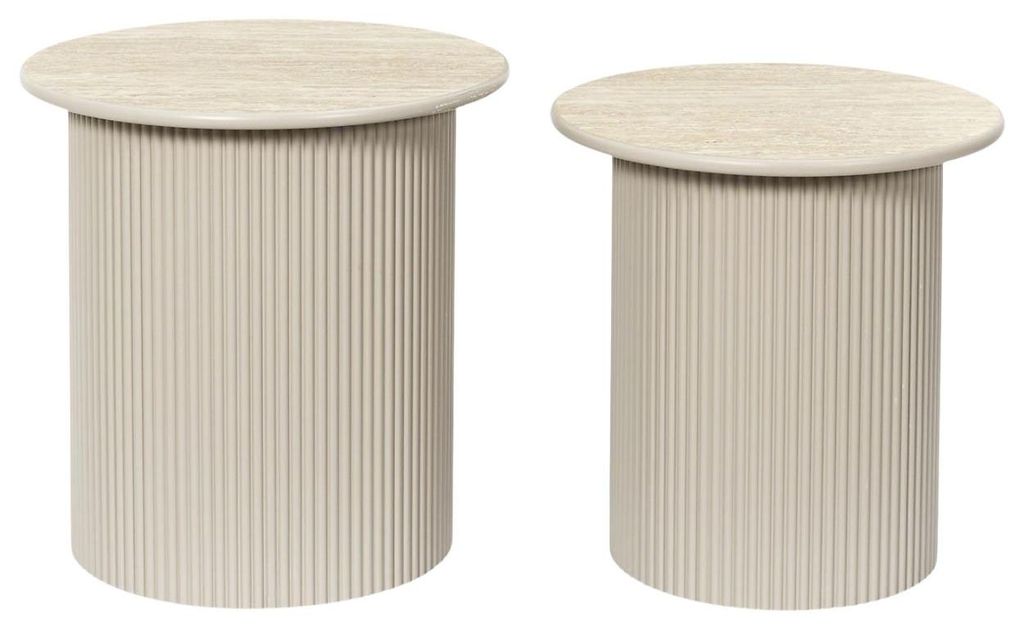 HowHomely | Kaffeetisch - Couchtisch - 2er Set - beige - Sofatisch - Seitentisch - modern und elegant - Beistelltisch
