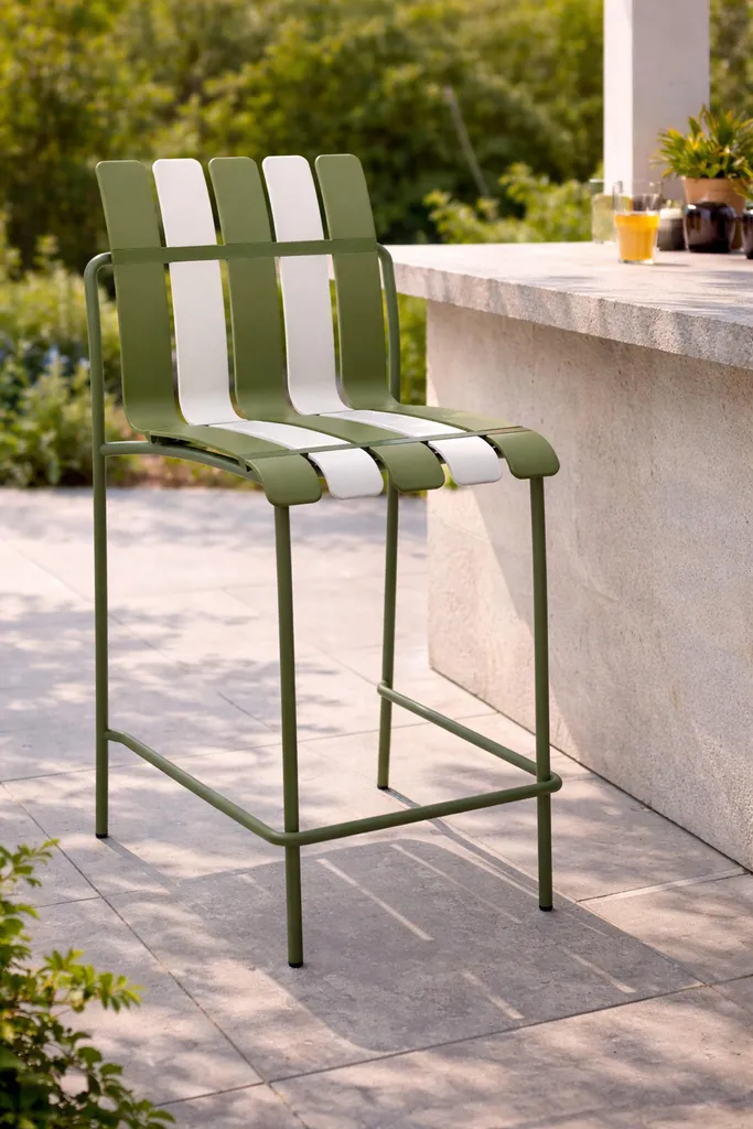 Tabouret de bar élégant vert et blanc design - Hauteur d'assise 75cm