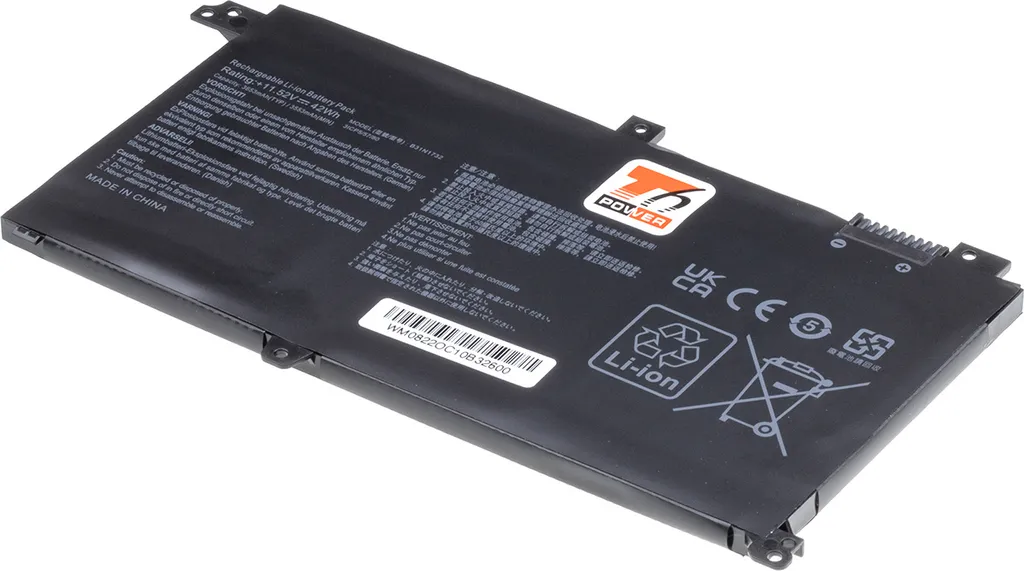 Batteria T6 Power per Asus X430UA, Li-Poly, 11,52 V, 3650 mAh (42 Wh), nero