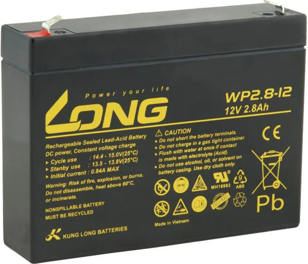 Remplacer batterie alarme usagée par Batterie LONG 12V 2.8Ah WP2.8-12