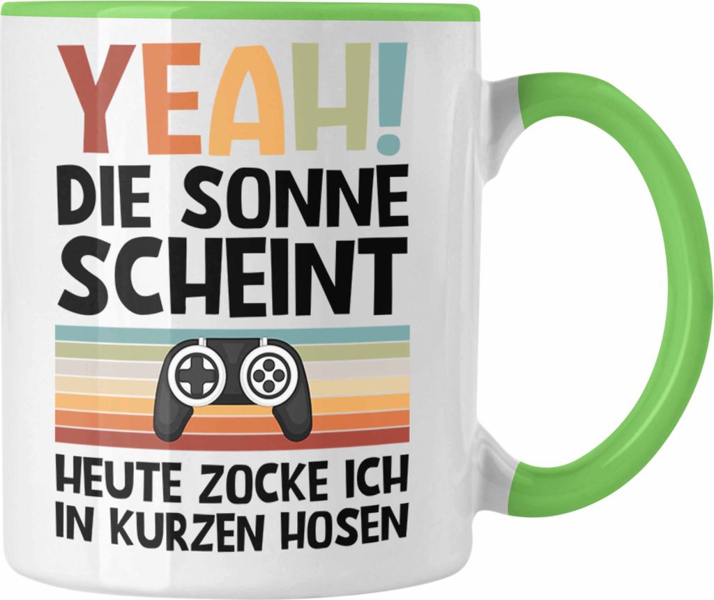 Trendation - Gamer Tasse Geschenk Jungen Zocker Mitbringsel Männer Zocken Gaming Geschenkideen PC Kinder Zubehör Spruch Lustig Zocken In Kurzen H...