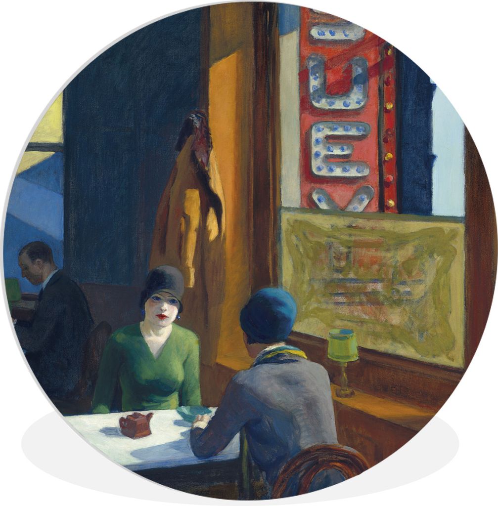 MuchoWow Rundes Wandbild - Runde Bilder Chop Suey - Edward Hopper Ø 30 cm Kreis Wanddekoration Kunststoff - Wandkreis - Wandschmuck - Schlafzimm...