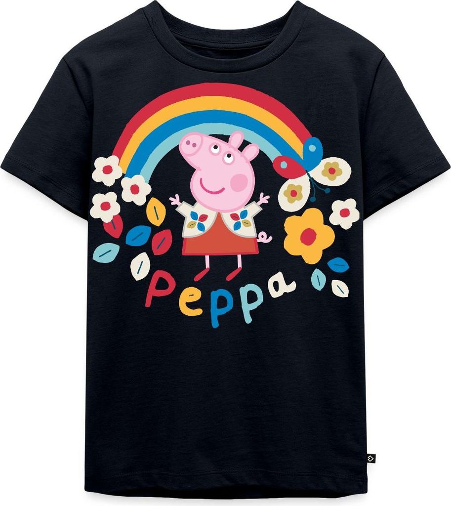 Spreadshirt Peppa Wutz Regenbogen Rainbow Kinder Premium T-Shirt, 98/104 (2 Jahre), Navy