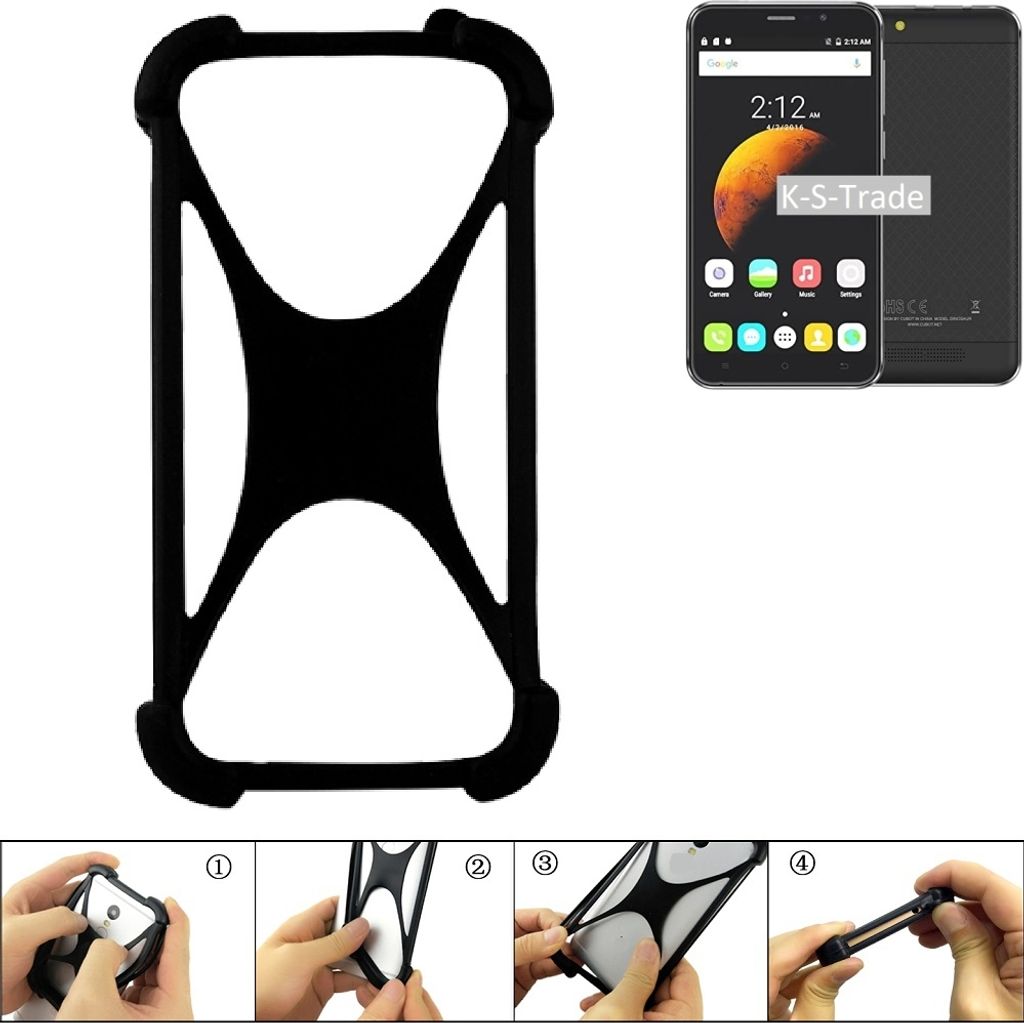 K-S-Trade Handy-Hülle Schutz-Hülle kompatibel mit Cubot Dinosaur Silikon Bumper TPU Softcase Smartphone Stoßschutz, schwarz