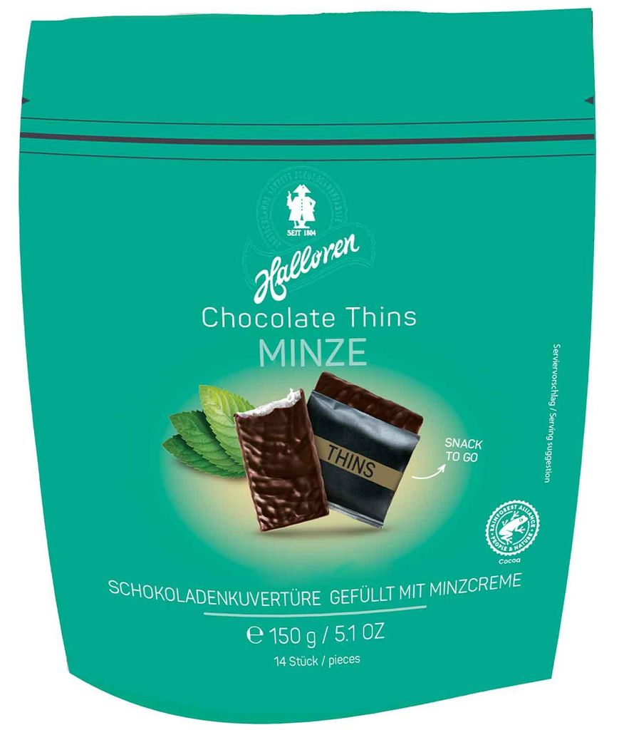 Halloren Chocolate Thins Minze 150g Produktbild 