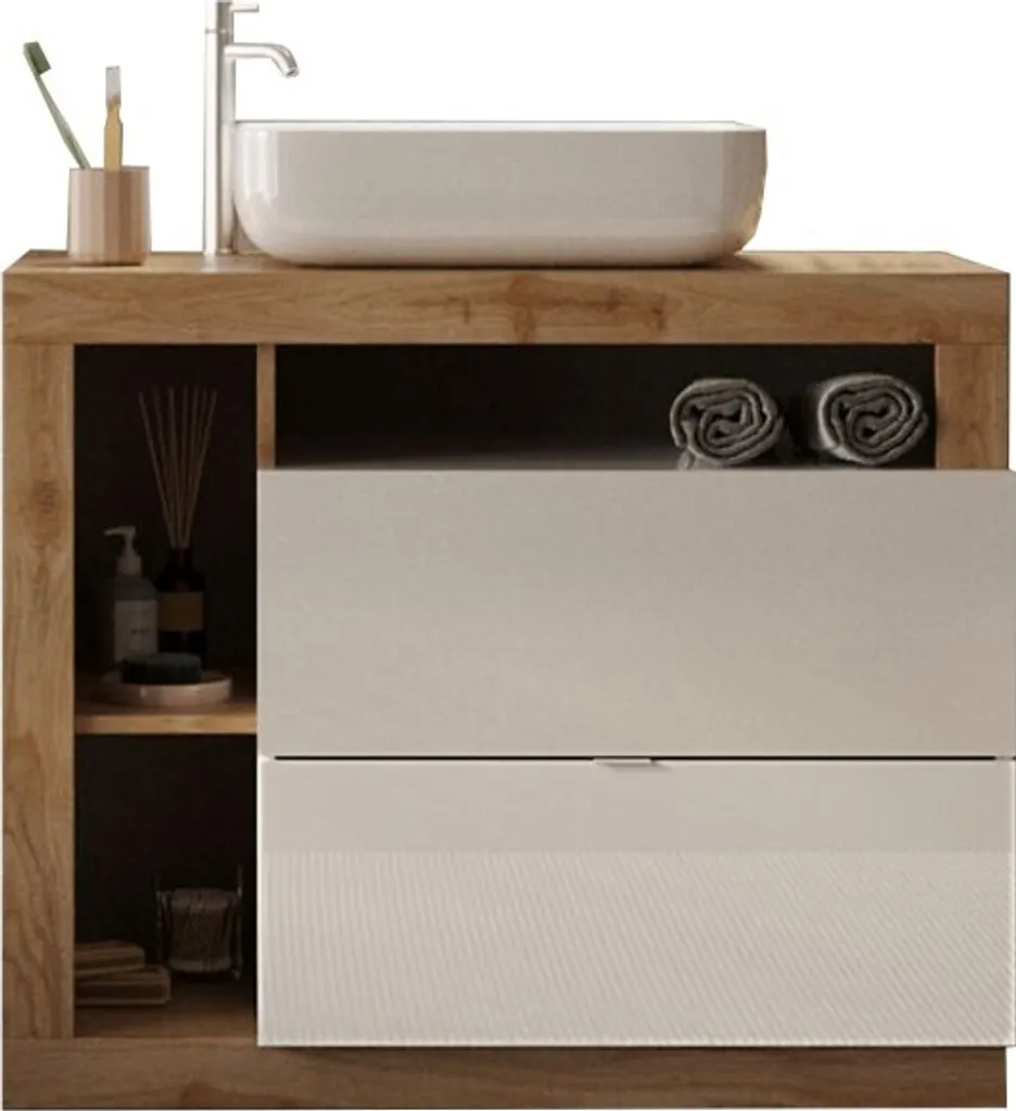 Meuble de salle de bains suspendu 92 cm avec simple vasque BURA