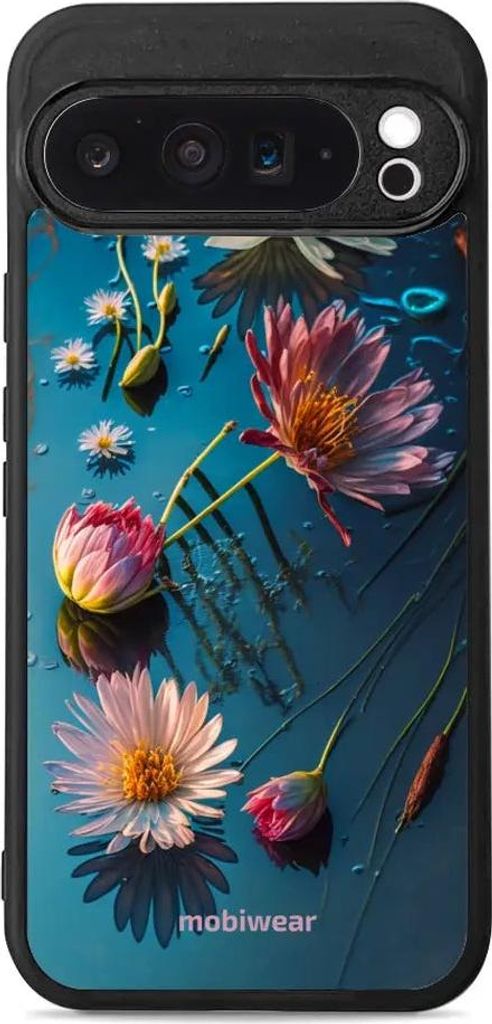 Handyhülle für Google Pixel 9 Pro XL, Mobiwear Glossy Case, Blau-Blumig
