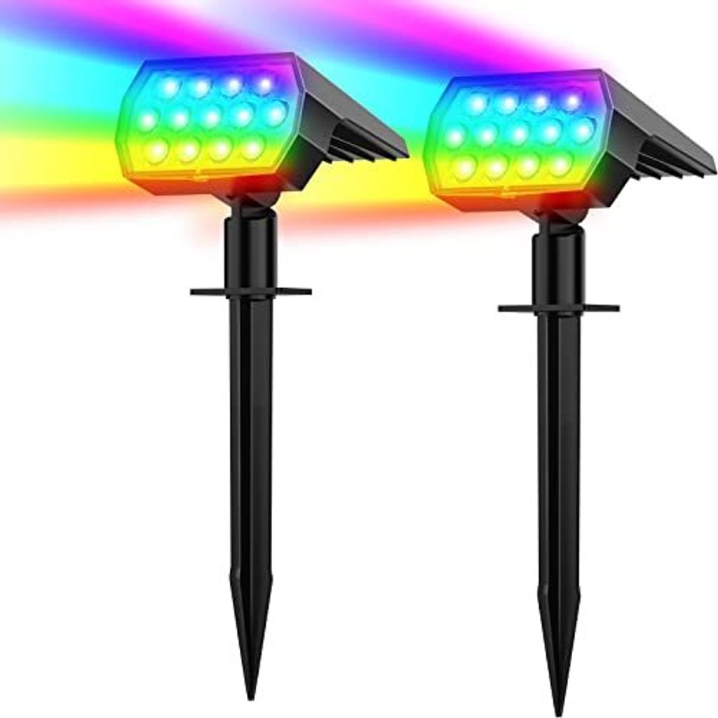 RGB Solar Garden Light, farbige Lichter im Freien Garten im Freien, IP65 wasserdichte Spotlight Outdoor, farbenfrohe Pfad, Terrasse, Halloween, Weihna