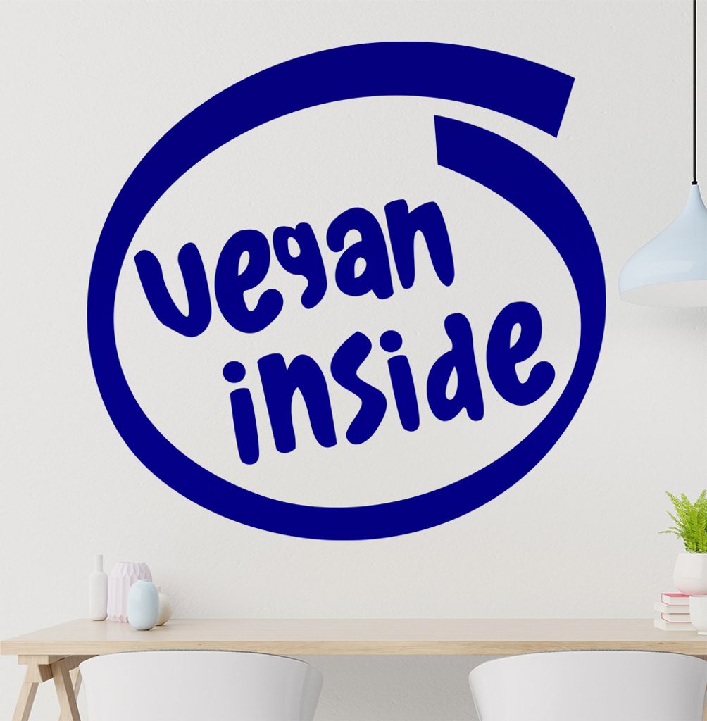 Vegan inside Wandtattoo in 6 Größen - Wandaufkleber Wall Sticker - Dekoration, Küche, Wohnzimmer, Schlafzimmer, Badezimmer