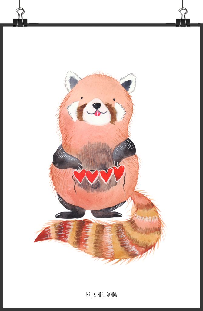 Mr. & Mrs. Panda Bild Roter Panda DIN A0 - Weiß - Geschenk, Rot, Herz, Lustige Sprüche, wanddeko, Wandbild, drucke, Liebling, Lieblingsmensch, Ku...