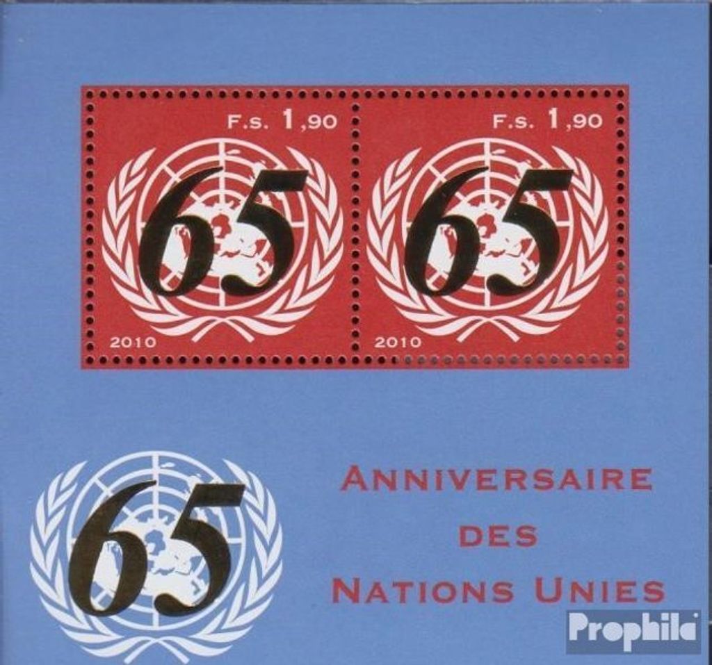 Briefmarken UNO - Genf 2010 Mi Block29 (kompl.Ausg.) gestempelt 65 Jahre UNO