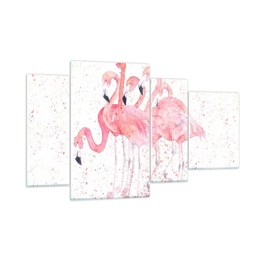 Bilder auf glas - Flamingo Vogel Wasser - 120x70cm - Glasbilder - Wandbilder - Kunstdruck - zum Aufhängen bereit - Wanddekoration aus Glas - Glas ...