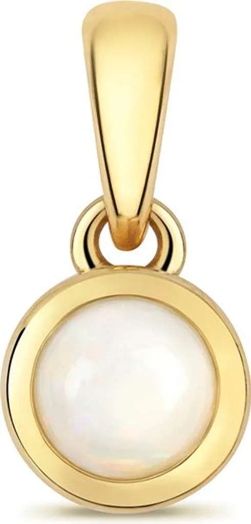 Pendentif Or 9K et Opale Naturelle 10mm : Un Éclat Solaire Magnifique