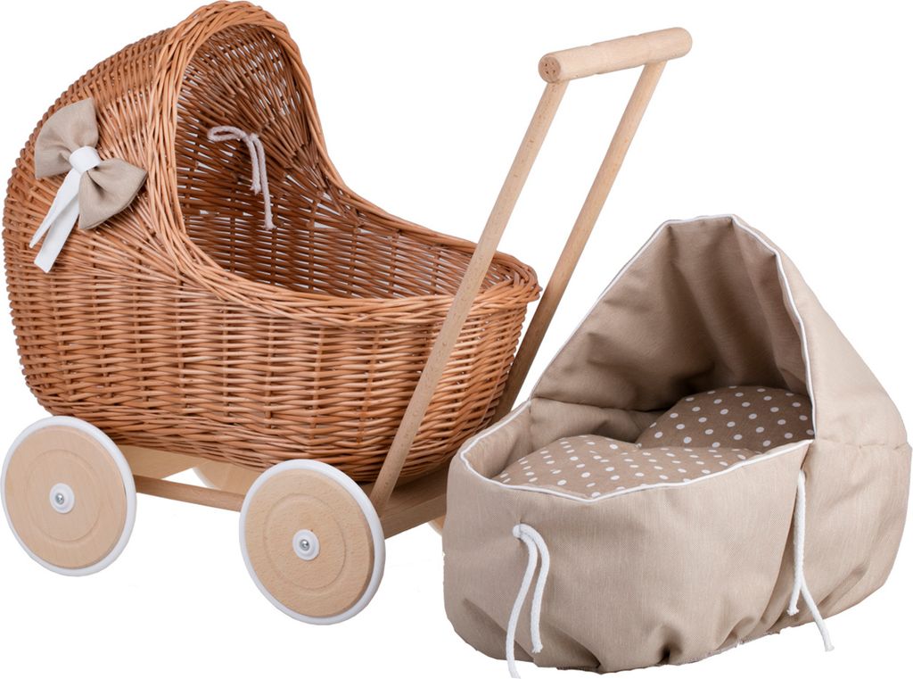 LILI Puppenwagen aus Weide in Naturfarbe 48x28 H26/47 cm Produktbild 6
