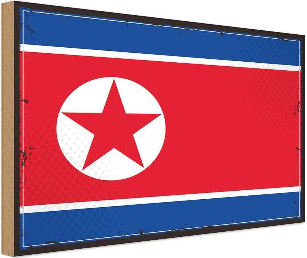 vianmo Holzschild 20x30 cm Nordkoreas North Korea Flagge Fahne Wappen