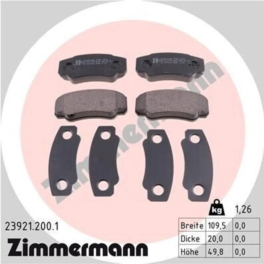Plaquettes de Frein Zimmermann 23921.200.1 à Haute Endurance Ducato