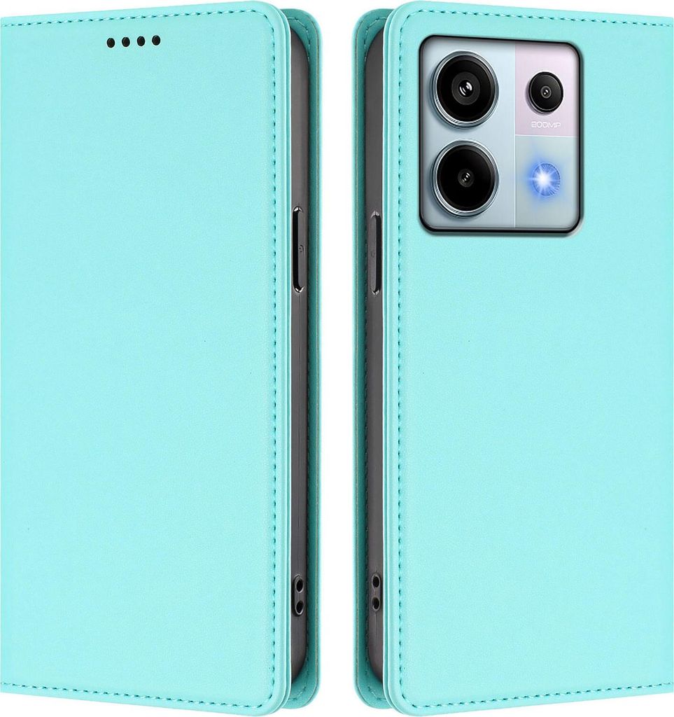 Handyhülle für Xiaomi Redmi Note 13 Pro 5G, Kunstleder Klapphülle Stoßfeste Magnetische Hülle mit Ständer Türkis