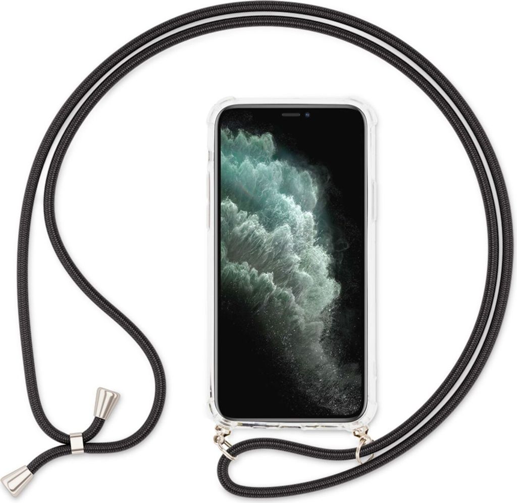 NALIA Handy Hülle mit Kette für iPhone 11, Necklace Case Etui mit Umhänge-Band Schwarz