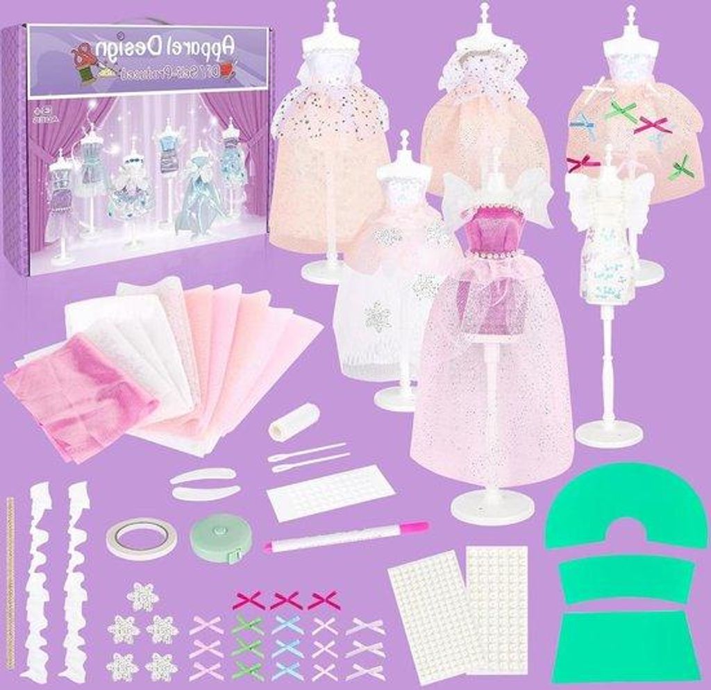 Kreativ-Set für Mädchen, Stoffe, Kunstleder, Kanten, DIY
