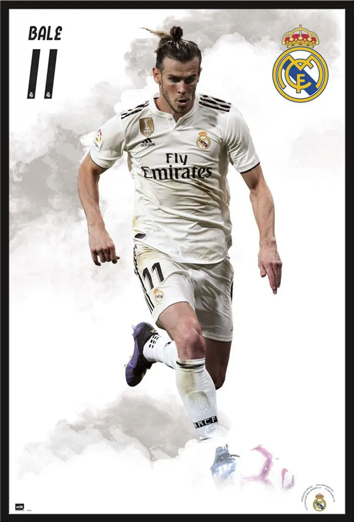 Poster Real Madrid Gareth Bale 18/19 avec Cadre Noir Shinsuke 61x91,5cm