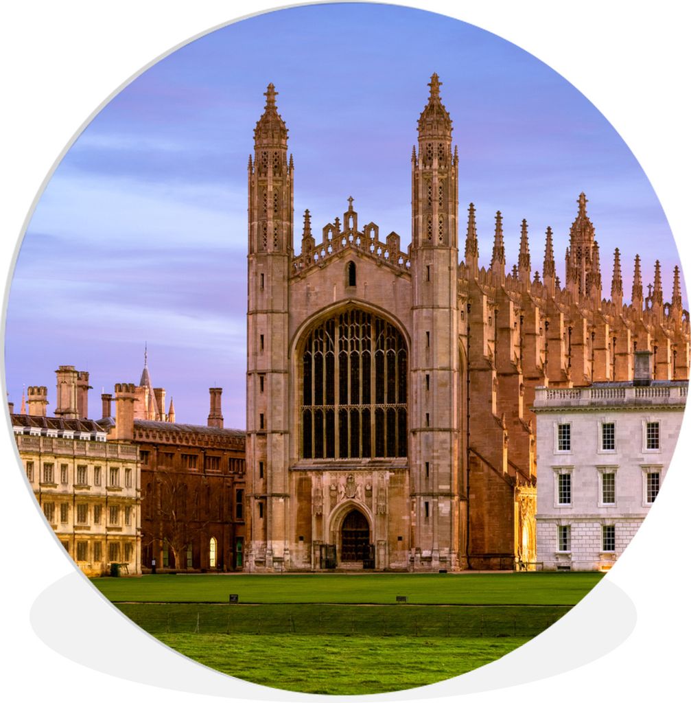 MuchoWow Rundes Wandbild - Runde Bilder Die Universität von Cambridge unter einem farbenfrohen Himmel Ø 30 cm Kreis Wanddekoration Kunststoff -...