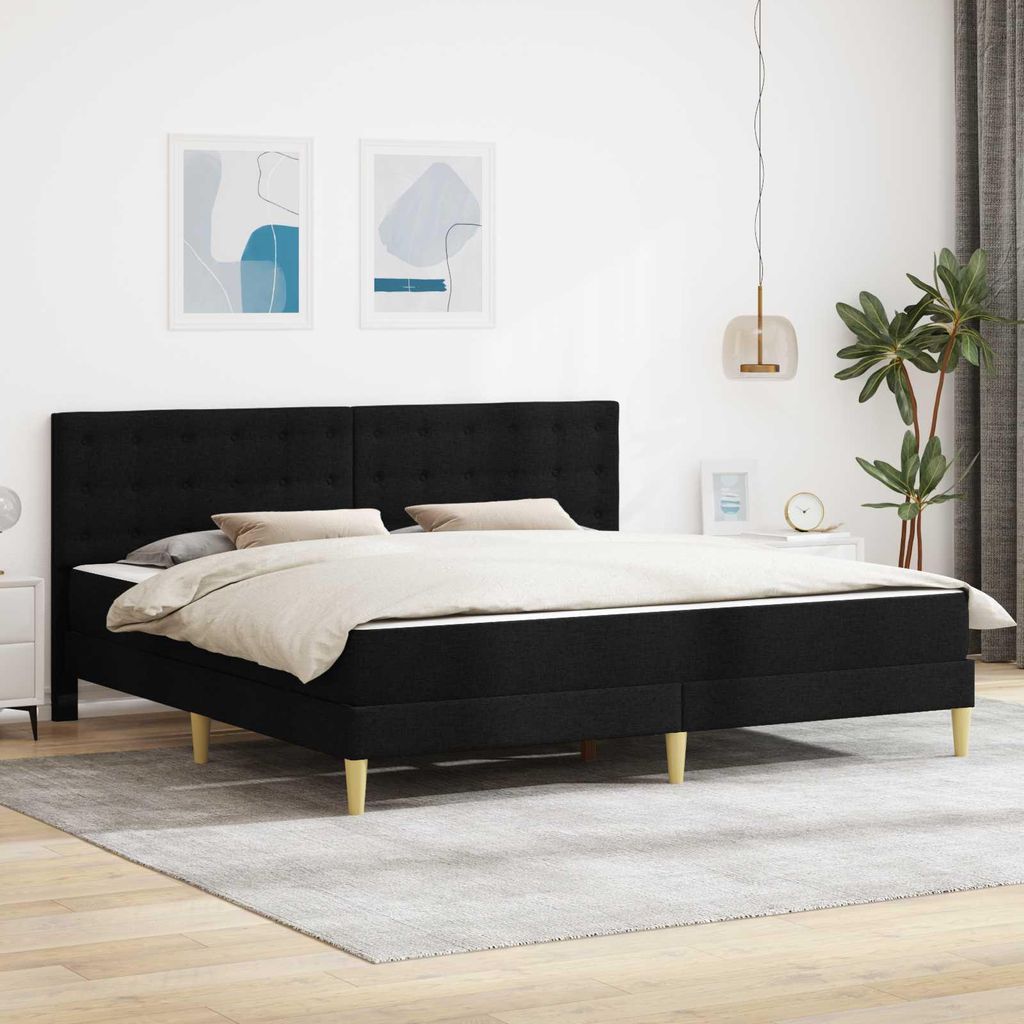 Maison Exclusive - Bettgestell mit Matratze Schwarz 200 x 200 cm Stoff