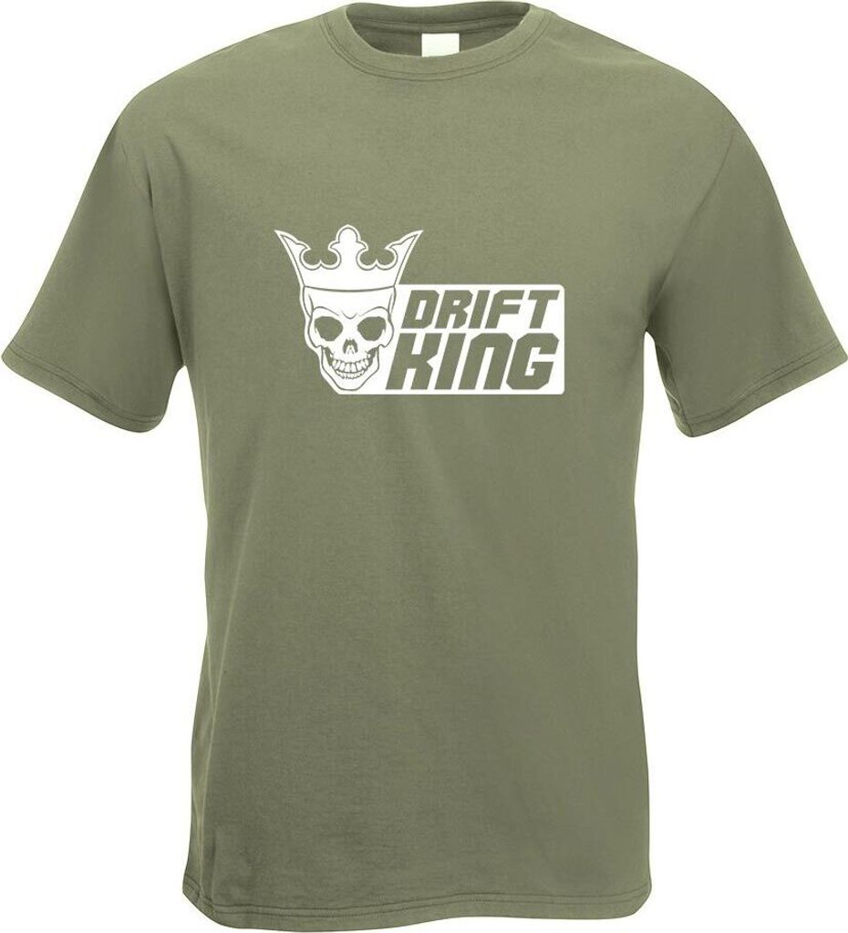 Kiwistar - T-Shirt - Olive - Drift King Motiv Bedruckt Funshirt Design Print - mit Motiv Bedruckt - Funshirt Design - Sport - Freizeit - Herren - XXL