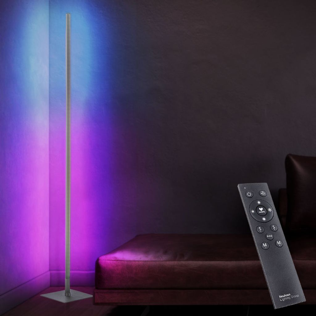 RGB LED Stehleuchte Fernbedienung Dimmer Wohnzimmer Höhe 155 cm Beleuchtung Glas 